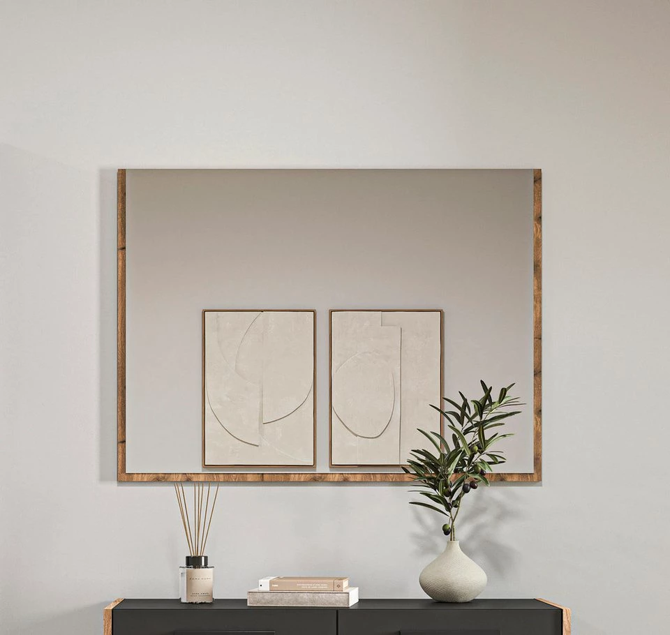 Home affaire Garderobenspiegel MUSTA, 95x70x2 cm mit farblich abgesetzer Rahmenoptik, Spiegel